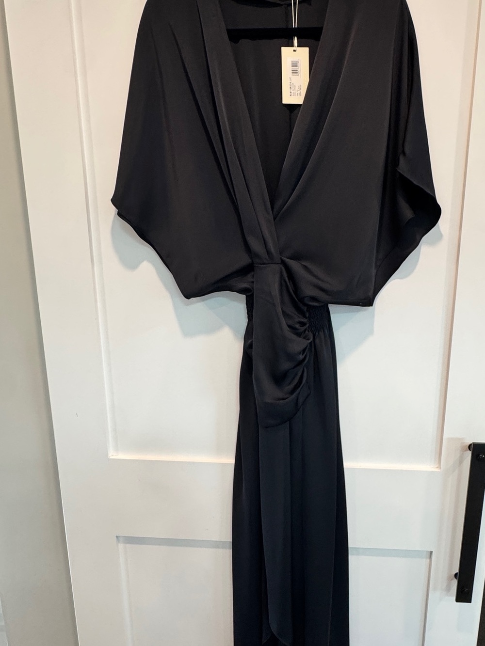 Ramy Brook Black Draped Knot-Front Maxi Dress